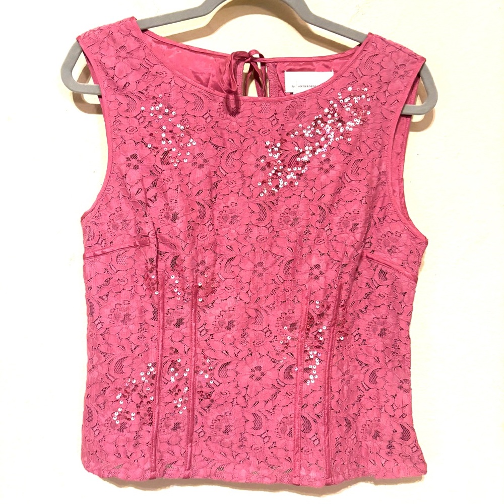 Anthropologie Dusty Rose Soraya Sequined Blouse Sz 10 - Picture 3 of 12